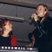 Performing for the troops at Camp Bondsteel in Kosovo with Jewel. Photo by Robert D. Ward