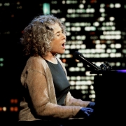 Carole King performs on the Tavis Smiley Show.  Photo by Van Evers